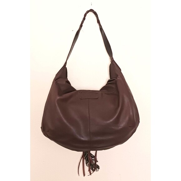 Lucky Brand Flap Hobo Brown Leather Hollywood & Vine Brass Feather Bag Charms - Picture 4 of 10